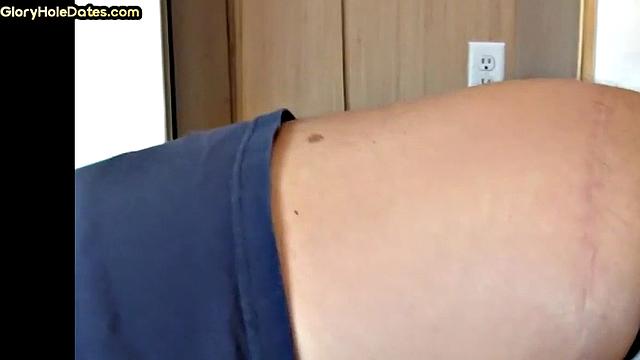 Gloryhole DILF sucks cock in closeup anal sex