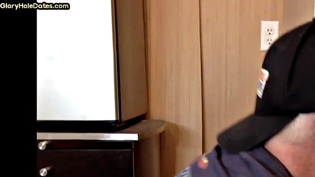 Gloryhole DILF sucks cock in closeup anal sex