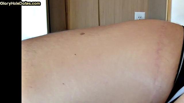 Gloryhole DILF sucks cock in closeup anal sex