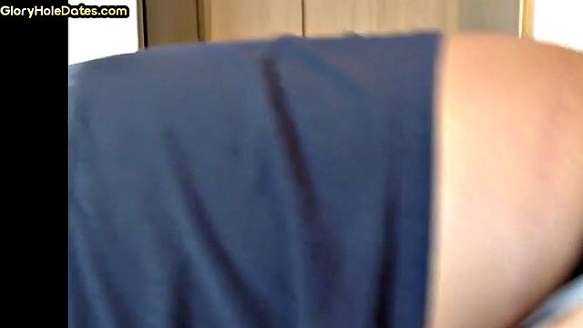 Gloryhole DILF sucks cock in closeup anal sex