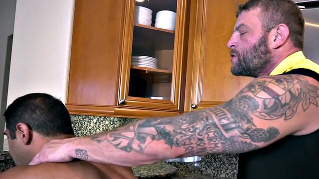 Mesmerized hunk bareback banged by costumed BF