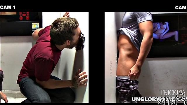 Dude cocksucked in gloryhole