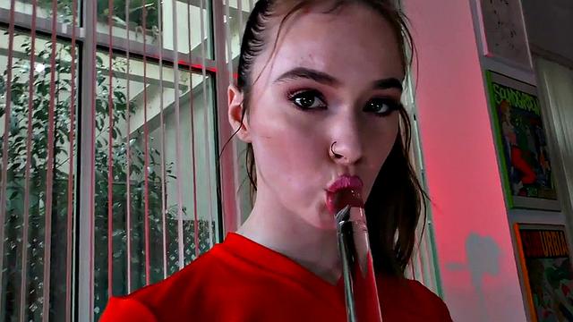 POV beauty anally riding after toying tight asshole