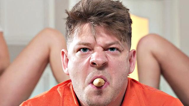 Two nympho hostel babes fucked in threesome by nasty fucker