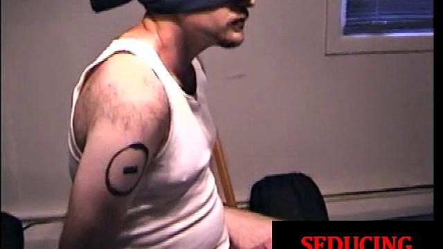 Blindfolded straighty blown by mature DILF for cum