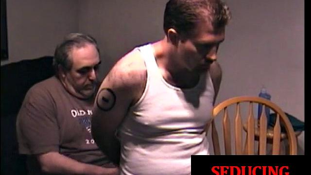 Blindfolded straighty blown by mature DILF for cum