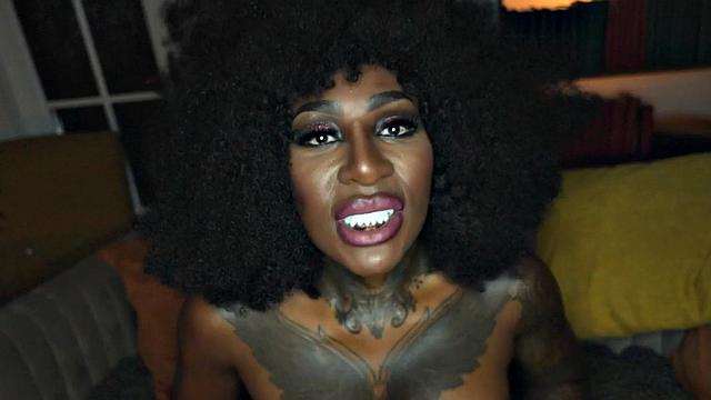 Busty ebony babe deepthroating in POV before pussypounding