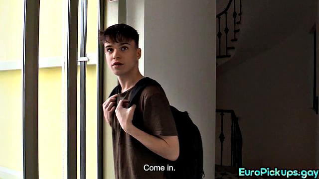 Skinny guy gives blowjob to stranger