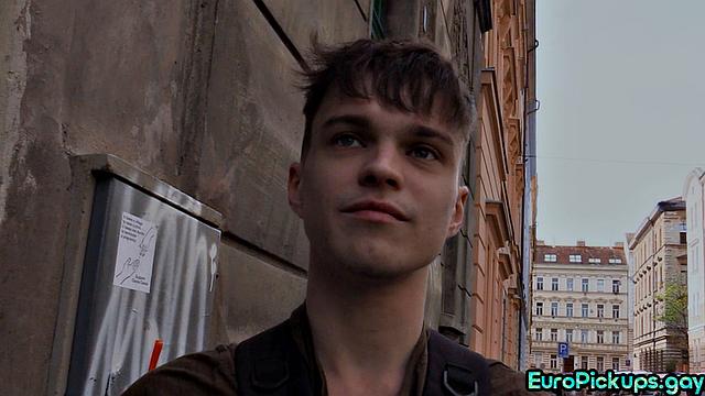 Skinny guy gives blowjob to stranger