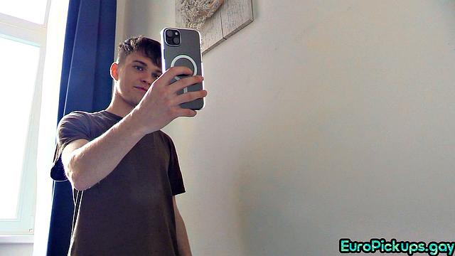 Skinny guy gives blowjob to stranger