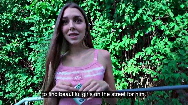 Real picked up skinny babe POV fucked for cash in closeup