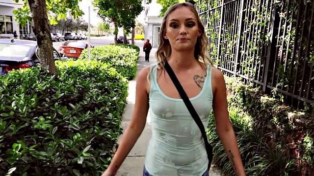 Check out this inked-up reality teen getting her tight pussy pounded in a reverse cowgirl and side-fucking pickup session