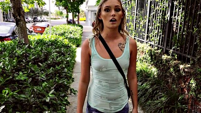 Check out this inked-up reality teen getting her tight pussy pounded in a reverse cowgirl and side-fucking pickup session