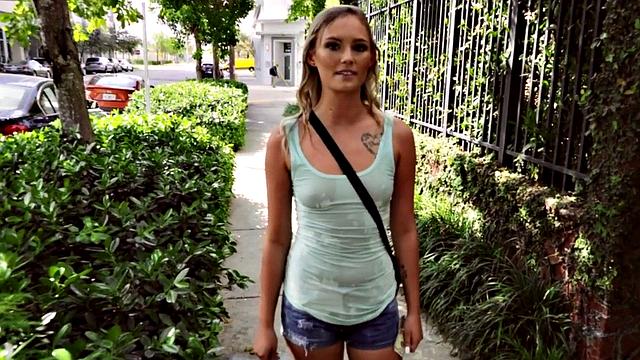 Check out this inked-up reality teen getting her tight pussy pounded in a reverse cowgirl and side-fucking pickup session