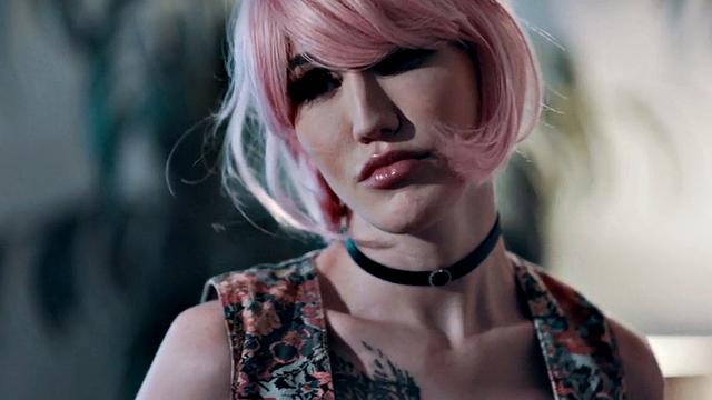 Transgender nympho fucked by male in doggystyle