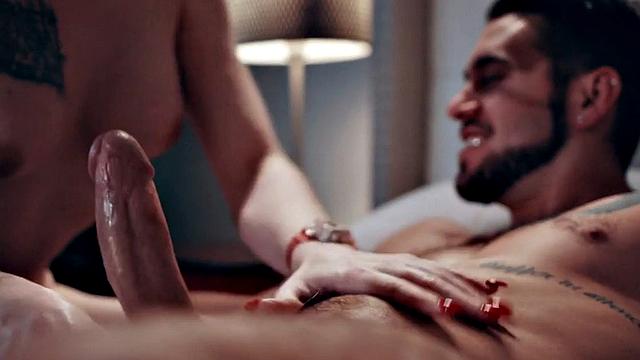 Transgender nympho fucked by male in doggystyle