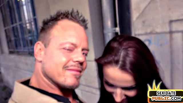 Pulled German babe fucked outdoor in public