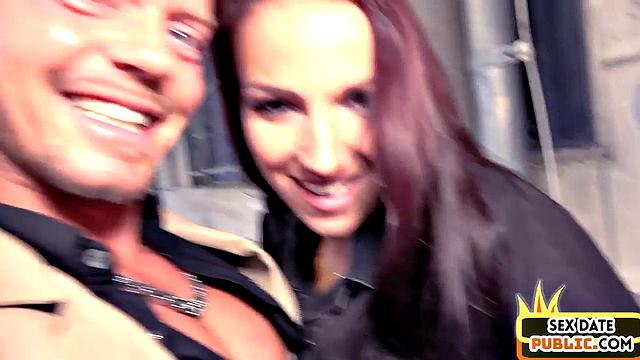 Pulled German babe fucked outdoor in public