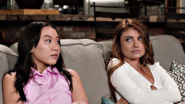 ADULT TIME - Ex GF's Adria Rae & Kimmy Kimm EAT PUSSY & 3WAY SCISSOR with Queenie Sateen!