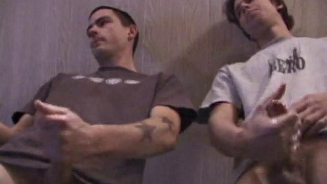 Dan and Jayden stroke side by side, sharing every moan and sensation