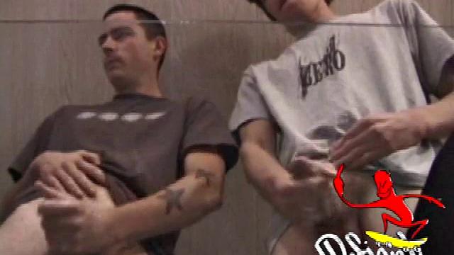 Dan and Jayden stroke side by side, sharing every moan and sensation
