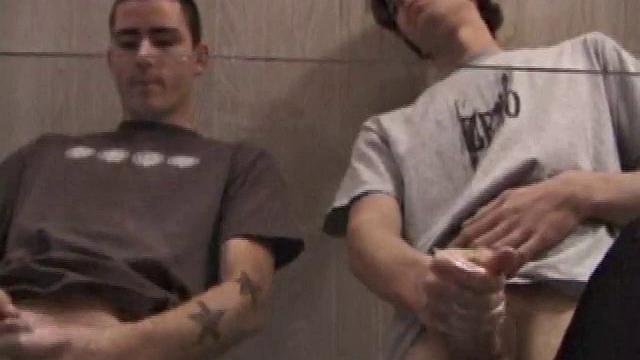 Dan and Jayden stroke side by side, sharing every moan and sensation