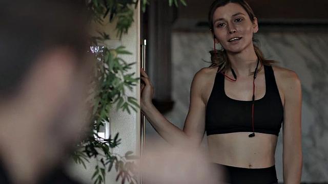 Busty trans gf tugs bf while drilling in erotic scene