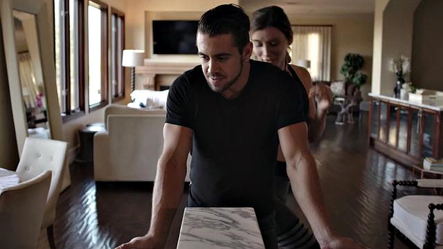 Busty trans gf tugs bf while drilling in erotic scene