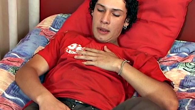 This curly haired Latin twink, with the suck your cock lips, is quick to get naked and stroke up his uncut cock. But before getting down to business, Juan parts his butt cheeks to give us a good look at his hole, and then slides a finger in.