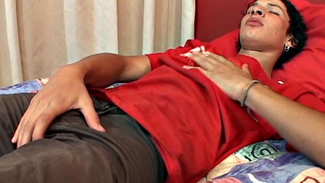 This curly haired Latin twink, with the suck your cock lips, is quick to get naked and stroke up his uncut cock. But before getting down to business, Juan parts his butt cheeks to give us a good look at his hole, and then slides a finger in.