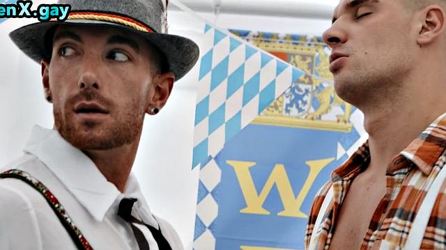 Manly jock barebacks bottom after outdoor party