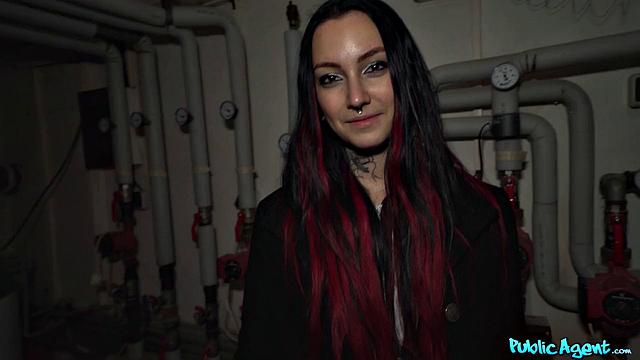 Tattooed Babe Fucked in Boiler Room