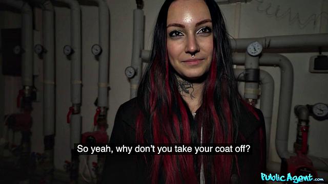 Tattooed Babe Fucked in Boiler Room