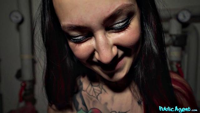 Tattooed Babe Fucked in Boiler Room