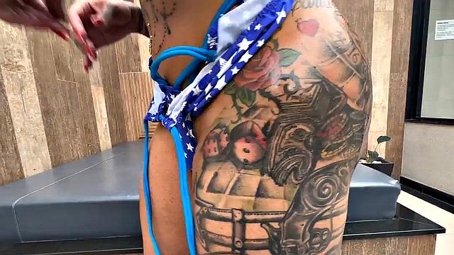 Oiled Brazilian barebacked after pool