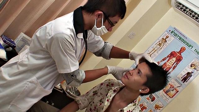 Skinny Asian twink fucked by doctor in weird infirmary