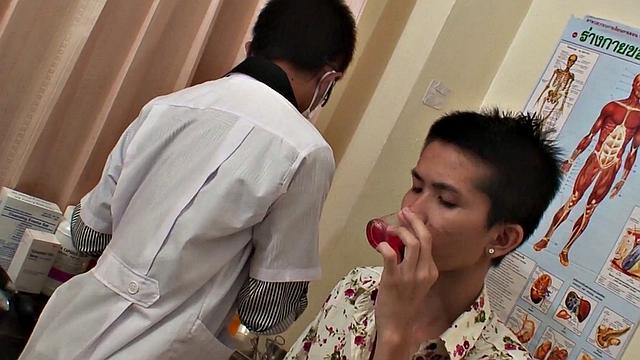 Skinny Asian twink fucked by doctor in weird infirmary