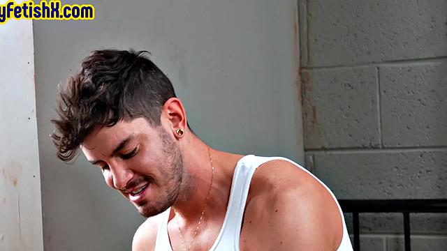 Fisting stud in prison fists butthole after cocksucking