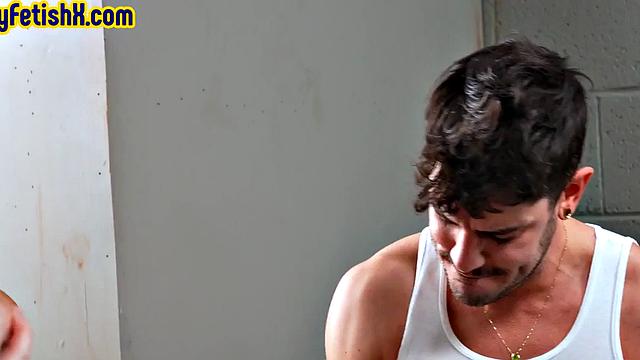 Fisting stud in prison fists butthole after cocksucking