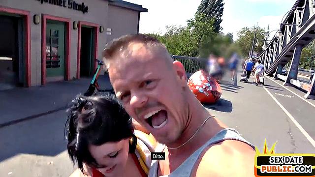 German POV squirting lady fucked outdoors by sex date