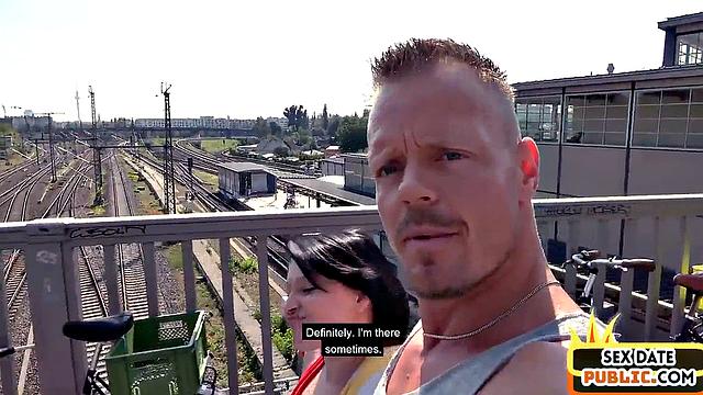 German POV squirting lady fucked outdoors by sex date