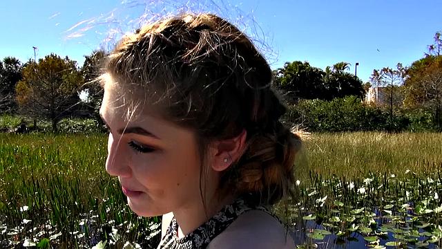 Tattooed Latina strokes and sucks like a pro outside