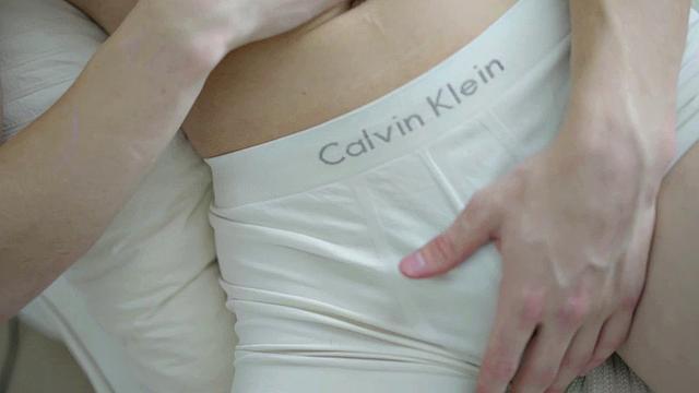 Lean twink wanking hard cock before cumming