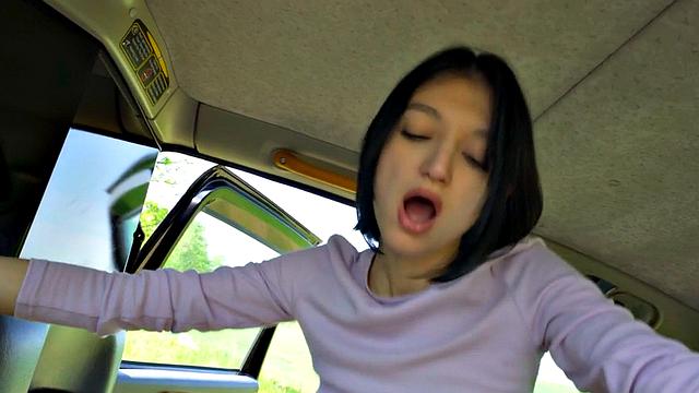 Sexy 21yo car babe drilled in wet pussy by big white dick