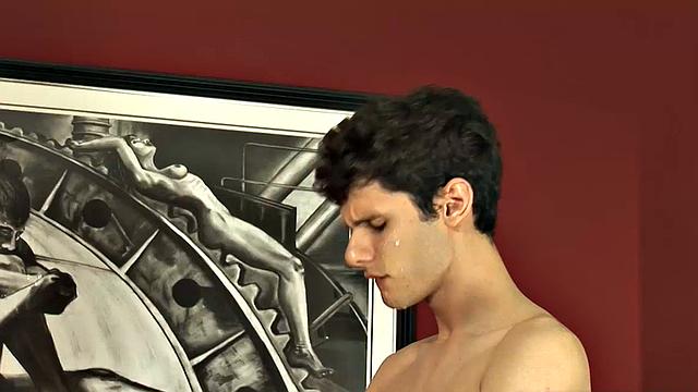 We look in on Latin twinks Gilbert and Aitor seated and anxious to get into each other's pants. It isn't long before Aitor has a hold on Gilbert's stiff dick and quickly moves in for the blow job.