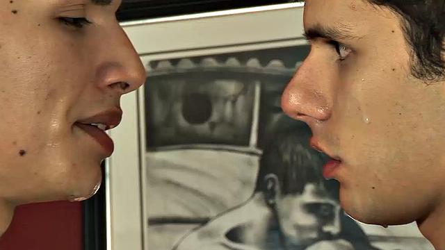 We look in on Latin twinks Gilbert and Aitor seated and anxious to get into each other's pants. It isn't long before Aitor has a hold on Gilbert's stiff dick and quickly moves in for the blow job.