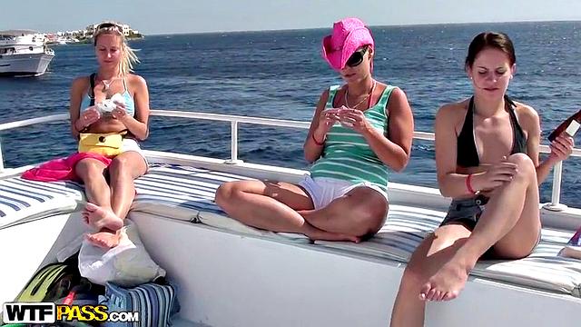 Brunette in a shower