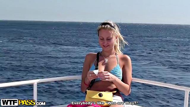 Brunette in a shower