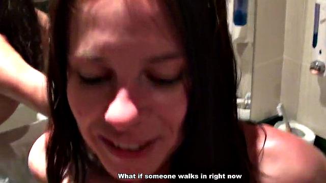 Brunette in a shower