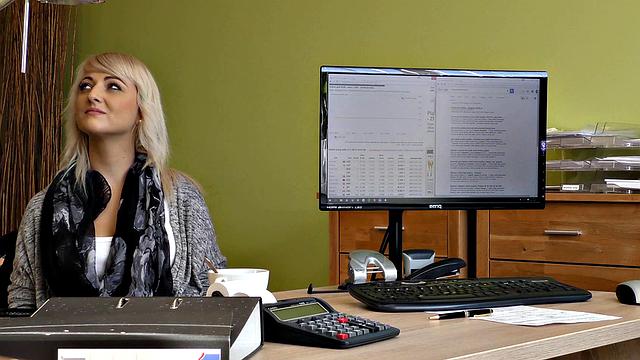 LOAN4K. Amazing charmers figure makes the bank worker horny and hard